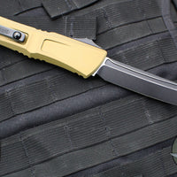 Microtech Combat Troodon Gen III OTF Knife- Tanto Edge- OD Green Handle- Black Plain Edge Blade 1144-1 OD Gen III