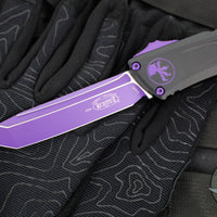 Microtech Combat Troodon Gen III OTF Knife- Tanto Edge- Black Handle With Purple Highlight- Purple Blade 1144-1 PUSK Gen III