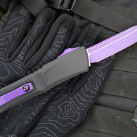 Microtech Combat Troodon Gen III OTF Knife- Tanto Edge- Black Handle With Purple Highlight- Purple Blade 1144-1 PUSK Gen III