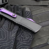 Microtech Combat Troodon Gen III OTF Knife- Tanto Edge- Black Handle With Purple Highlight- Purple Blade 1144-1 PUSK Gen III