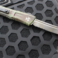 Microtech Combat Troodon Gen III OTF Knife- Tanto Edge- Outbreak Finished Handle- Outbreak Finished Part Serrated Edge Blade 1144-2 OBDS Gen III