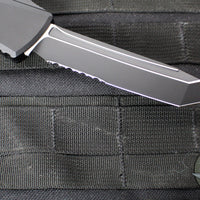 Microtech Combat Troodon Gen III OTF Knife- Tanto Edge- Tactical- Black Handle- Black Part Serrated Blade 1144-2 T Gen III