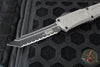 Microtech Combat Troodon Gen III OTF Knife- Tanto Edge- Natural Clear Finished Handle- Black Full Serrated Edge Blade 1144-3 NC Gen III