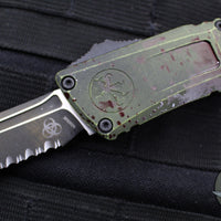 Microtech Combat Troodon Gen III OTF Knife- Tanto Edge- Outbreak Finished Handle- Outbreak Finished Full Serrated Edge Blade 1144-3 OBDS Gen III