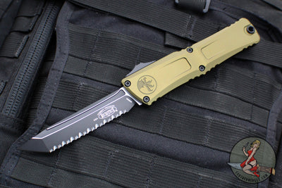 Microtech Combat Troodon Gen III OTF Knife- Tanto Edge- OD Green Handle- Black Full Serrated Edge Blade 1144-3 OD Gen III 2025