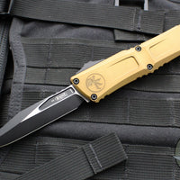 Microtech Combat Troodon Gen III OTF Knife- Bowie Edge- Tan Handle- Black Plain Edge Blade 1146-1 TA Gen III