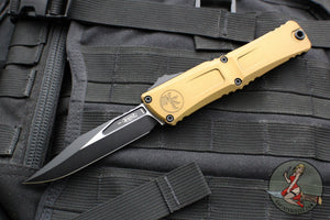 Microtech Combat Troodon Gen III OTF Knife- Bowie Edge- Tan Handle- Black Plain Edge Blade 1146-1 TA Gen III