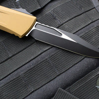 Microtech Combat Troodon Gen III OTF Knife- Bowie Edge- Tan Handle- Black Plain Edge Blade 1146-1 TA Gen III