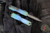 Microtech UTX-70 OTF Knife- Gen IV- Double Edge- Blue X-51 Finished Handle- Distressed Black Blade 11474-1 BLX51S