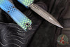 Microtech UTX-70 OTF Knife- Gen IV- Double Edge- Blue X-51 Finished Handle- Distressed Black Blade 11474-1 BLX51S