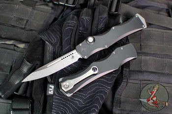 Microtech Halo IV- Single Edge- Marfione Select- Black Handle- Stonewash Blade 1150-10 MS1