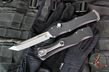 Microtech Halo IV- Tanto Edge- Marfione Select- Black Handle- Stonewash Blade 1151-10 MS1