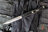 Microtech Nemesis IV- Double Edge- Marfione Select- Black Handle- Stonewash Blade- Galactic Gold Titanium Accents- Blue Hardware 1152-10 MS2