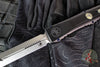Microtech Nemesis IV- Double Edge- Marfione Select- Black Handle- Stonewash Blade- Galactic Gold Titanium Accents- Blue Hardware 1152-10 MS2