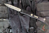 Microtech Nemesis IV- Double Edge- Marfione Select- Black Handle- Stonewash Blade- Galactic Gold Titanium Accents- Blue Hardware 1152-10 MS2