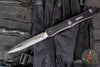 Microtech Nemesis IV- Double Edge- Marfione Select- Black Handle- Stonewash Blade- Galactic Purple Titanium Accents 1152-10 MS3