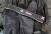 Microtech Nemesis IV- Double Edge- Marfione Select- Black Handle- Stonewash Blade- Galactic Purple Titanium Accents 1152-10 MS3