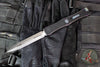 Microtech Nemesis IV- Double Edge- Marfione Select- Black Handle- Stonewash Blade- Nebula Green Titanium Accents 1152-10 MS4