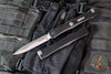 Microtech Nemesis IV- Double Edge- Marfione Select- Black Handle- Stonewash Full Serrated Blade 1152-12 MS1