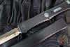 Microtech Nemesis IV- Double Edge- Marfione Select- Black Handle- Bronzed Stonewash Blade- Antique Green Titanium Accents 1152-13 MS1
