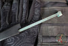 Microtech Nemesis IV- Double Edge- Marfione Select- Black Handle- Bronzed Stonewash Blade- Antique Green Titanium Accents 1152-13 MS1