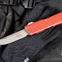 Microtech Scarab II- Gen III- Executive- Single Edge- Red Handle- Apocalyptic Blade 1176-10 APRD