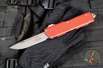 Microtech Scarab II- Gen III- Executive- Single Edge- Red Handle- Apocalyptic Blade 1176-10 APRD