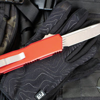 Microtech Scarab II- Gen III- Executive- Single Edge- Red Handle- Apocalyptic Blade 1176-10 APRD