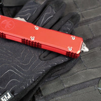 Microtech Scarab II- Gen III- Executive- Single Edge- Red Handle- Apocalyptic Blade 1176-10 APRD