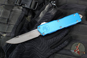 Microtech Scarab II- Gen III- Executive- Single Edge- Blue Handle- Apocalyptic Blade 1176-10 APBL