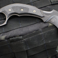 Microtech Iconic Karambit Fixed Blade- Signature Series- Carbon Fiber Scales and DLC Blade- Right Hand 118-1 DLCSR SN063