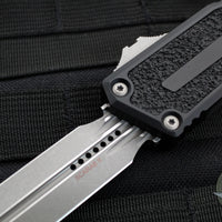 Microtech Scarab II 2024- D/E-S Double/Single Edge- Black Handle- Apocalyptic Plain Edge Blade 1180-10 AP