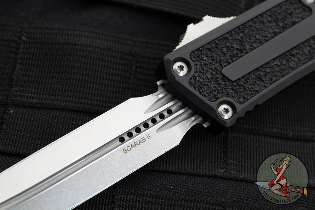 Microtech Scarab II- D/E-S Double/Single Edge- Black Handle- Stonewash ...