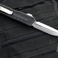 Microtech Scarab II 2024- D/E-S Double/Single Edge- Black Handle- Stonewash Plain Edge Blade 1180-10