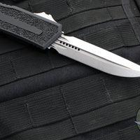 Microtech Scarab II 2024- D/E-S Double/Single Edge- Black Handle- Stonewash Plain Edge Blade 1180-10