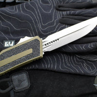 Microtech Scarab II 2024- D/E-S Double/Single Edge- OD Green Handle- Stonewash Plain Edge Blade 1180-10 OD