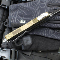 Microtech Scarab II 2024- D/E-S Double/Single Edge- OD Green Handle- Stonewash Plain Edge Blade 1180-10 OD