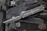 Microtech Scarab II- D/E-S Double/Single Edge-Shadow Edition- Black Finished Handle- Black DLC Plain Edge Blade 1180-1 DLCTSH