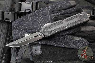 Microtech Scarab II- D/E-S Double/Single Edge-Shadow Edition- Black Finished Handle- Black DLC Plain Edge Blade 1180-1 DLCTSH