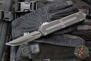 Microtech Scarab II- D/E-S Double/Single Edge-Shadow Edition- Black Finished Handle- Black DLC Plain Edge Blade 1180-1 DLCTSH