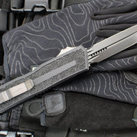 Microtech Scarab II- D/E-S Double/Single Edge-Shadow Edition- Black Finished Handle- Black DLC Plain Edge Blade 1180-1 DLCTSH