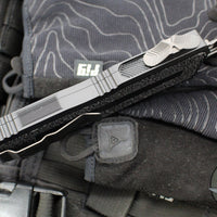 Microtech Scarab II- D/E-S Double/Single Edge-Shadow Edition- Black Finished Handle- Black DLC Plain Edge Blade 1180-1 DLCTSH