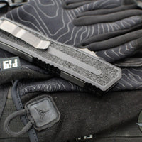 Microtech Scarab II- D/E-S Double/Single Edge-Shadow Edition- Black Finished Handle- Black DLC Plain Edge Blade 1180-1 DLCTSH