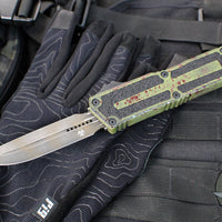 Microtech Scarab II- D/E-S Double/Single Edge- Outbreak Finished Handle- Outbreak Black Plain Edge Blade 1180-1 OBS