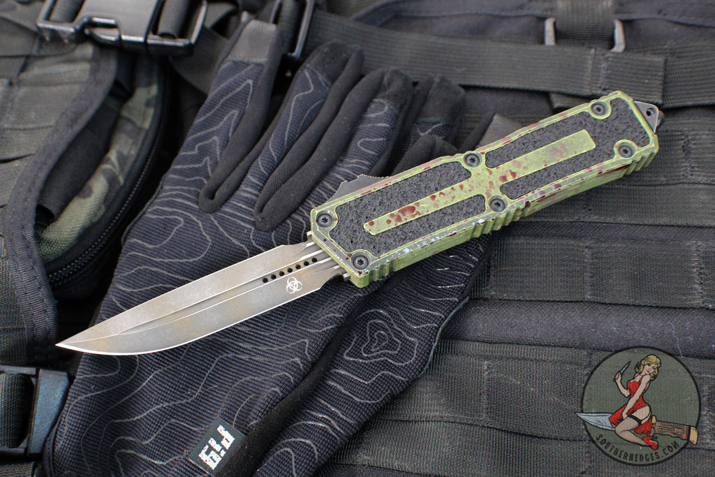 Microtech Scarab II- D/E-S Double/Single Edge- Outbreak Finished Handle- Outbreak Black Plain Edge Blade 1180-1 OBS