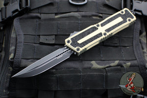 Microtech Scarab II 2024- D/E-S Double/Single Edge- Sand Finished Handle- Black Plain Edge Blade 1180-1 SN