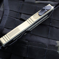 Microtech Scarab II 2024- D/E-S Double/Single Edge- Sand Finished Handle- Black Plain Edge Blade 1180-1 SN