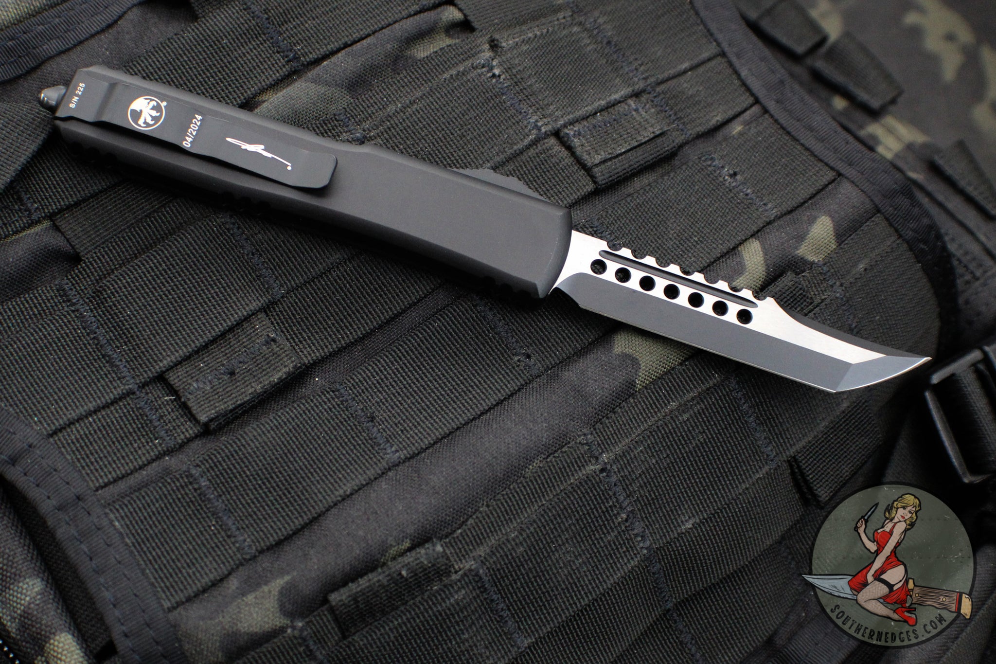 Microtech Ultratech OTF Knife- Hellhound Edge- Carbon Fiber Handle Top ...