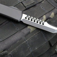 Microtech Ultratech OTF Knife- Hellhound Edge- Carbon Fiber Handle Top- Two Tone Black Blade 119-1 CFS