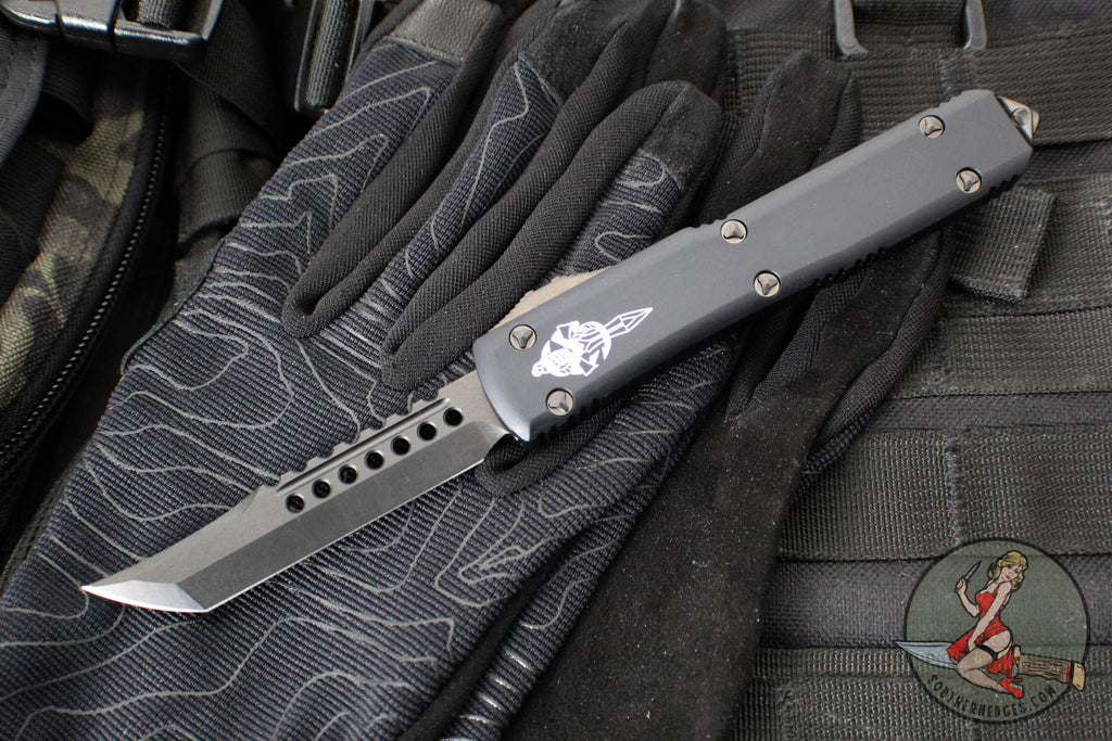 Microtech Ultratech OTF Knife- Hellhound Tanto- Black Handle- DLC Blade- Black Hardware 119-1 DLCT 2019